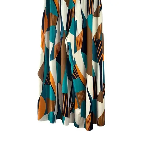 Shein Curve Women Slit Wide Leg Geometric Pants X-Large Brown Causal Work Flowy - Picture 8 of 9